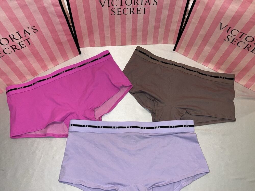 Victorias Secret PINK Logo Boyshorts XL Logo Band 3 Pair